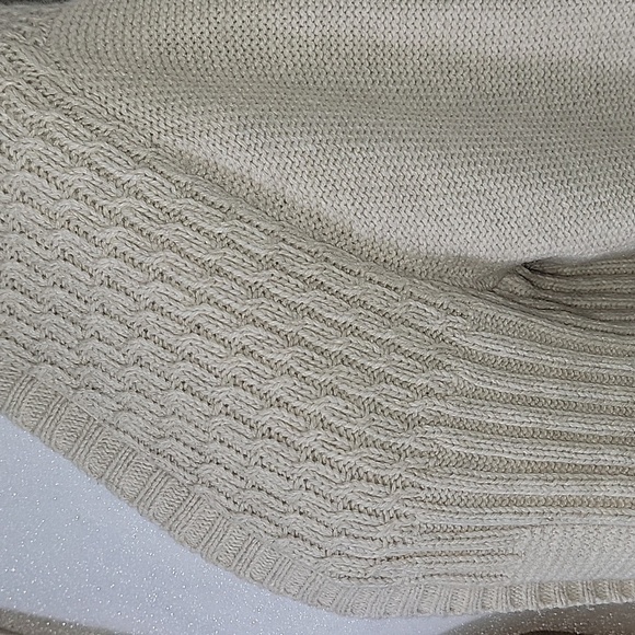 J. Jill Cardigan Sweater Open Front Long Sleeve Wool Knit Cable Longline Cream M - Picture 11 of 15